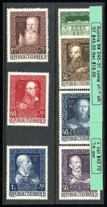 Austria Stamps # B245-51 MLH VF Scott Value $45.00