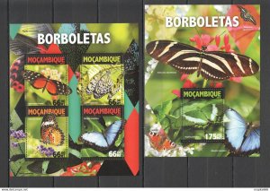 2016 Mozambique Fauna Insects & Butterflies Kb+Bl ** St2180