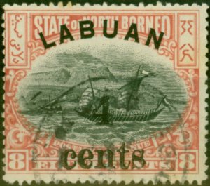 Labuan 1904 4c on 8c Rose-Red SG131 Fine Used
