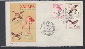 Spanish Sahara #179-81  (1967 Birds set) on unaddressed cachet FDC