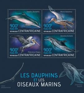 CENTRAFRICAINE 2013 SHEET DOLPHINS BIRDS MARINE LIFE