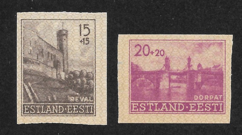 Estonia Scott NB1var-NB2var Unused HROG - 1941 Imperf German Occupation Issue