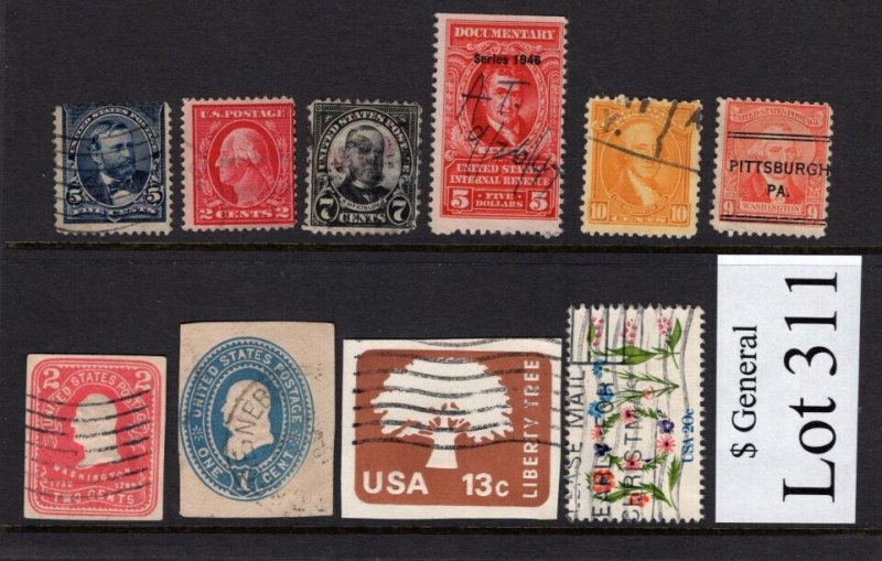 US a selection of USED stamps, Lot 311, Free Shipping, Classic stamps 10 pcs