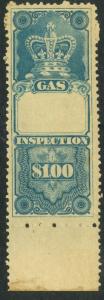 CANADA PROOF 1875 $1.00 GAS INSPECTION REVENUE VDM FG3 or FG11 Unused Scarce