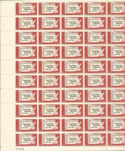 US Stamp - 1963 Carolina Charter - 50 Stamp Sheet - Scott #1230