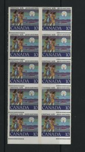 Canada #741a Very fine Never Hinged Bottom Margin Block Of Ten With Error Pairs