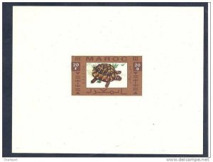 Morocco 20 Fr. Turtle in a Trial Color Proof Sheet in a Brown Border