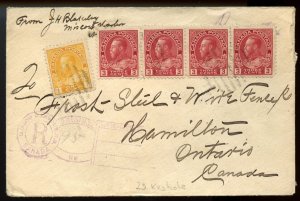 ?MISCOU HARBOUR, N.B. Keyhole Registered h/s nice strike 1925 rpo cover Canada