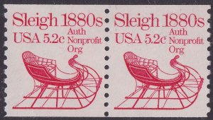 US 1900 Transportation Sleigh 1880s 5.2c coil pair (2 stamps) MNH 1983