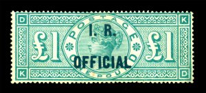 GB  1892 Inland Revenue OFFICIAL - Victoria £1 green  Sc O15 (SG O16) mint MH RR