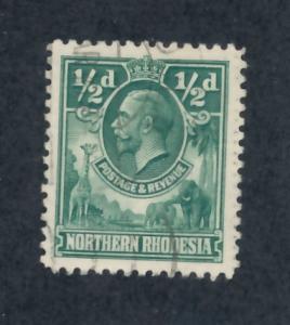 Northern Rhodesia 1925 Scott 1 used - 1/2p , King George V