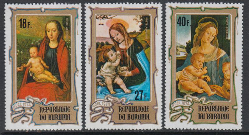 XG-J341 PAINTINGS - Burundi, 1974 Christmas, Madonnas, Nativity MNH Set