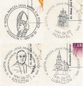 Poland 1991 Card Special Cancellation x15 Pope John Paul II Fourth Visit