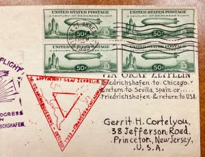 #C18 block of 4 FDC GRAF ZEPPELIN 1st FLIGHT Oct 2, 1933  First Day of Issue