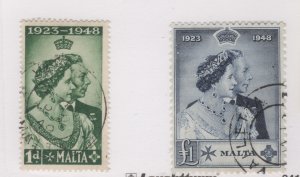 MALTA #223-24 Royal Wedding 1948 Fine  USED