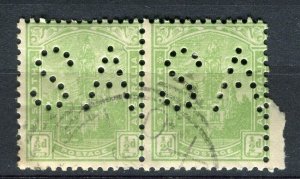 SOUTH AUSTRALIA; Early 1900s Official ' S. A. ' Perfin issue used 1/2d. Pair