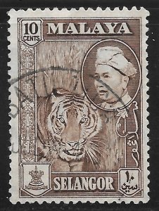 Malaya - Selangor #107 10c Sultan Hisamud-Din Alam Shah and Tiger