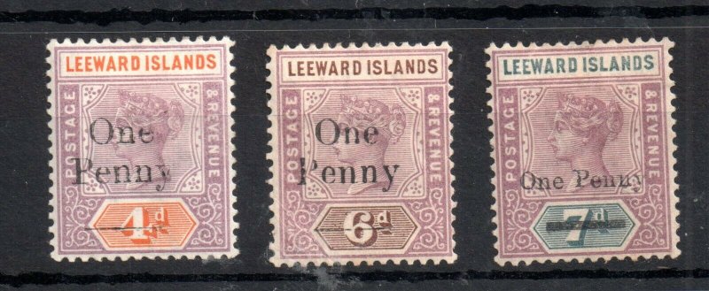 Leeward Islands 1902 Surcharged set mint SG17-19 WS14385