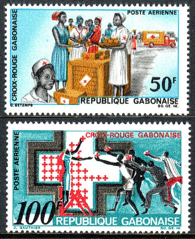 Gabon C68-C69, MNH. Support for Red Cross, 1968