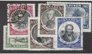 Greece  SC#338-343 Used hr F-VF SCV$40.10.....Great Opportunity!