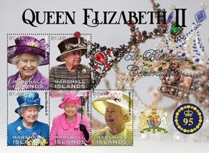 Marshall Islands 2021 - Queen Elizabeth II, 95th Birthday - Sheet of 5v - MNH