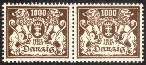 1923, Danzig 1000Mk, MNH pair, Sc 127, Mi 151