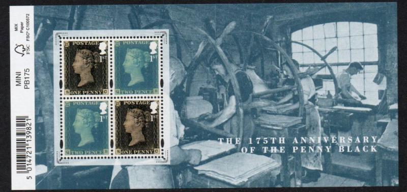 Great Britain Sc 3393 2015 175th Anniversary Penny Black stamp sheet mint NH