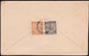 MALAYA NEGRI SEMBILAN 1939 cover SEREMBAN cds to Malacca...................A8430