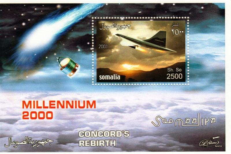 Somalia 2001 Halley's Comet/Concord's Rebirth Souvenir Sheet Perforated MNH