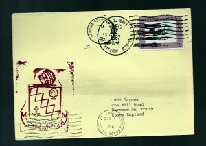 Kuwait Paquebot Abdeckung Briefmarke Storniert auf Uss Marineblau “Raleigh”