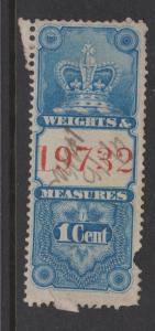 Canada van Dam FWM6 1c Weights and Measures Revenue Used