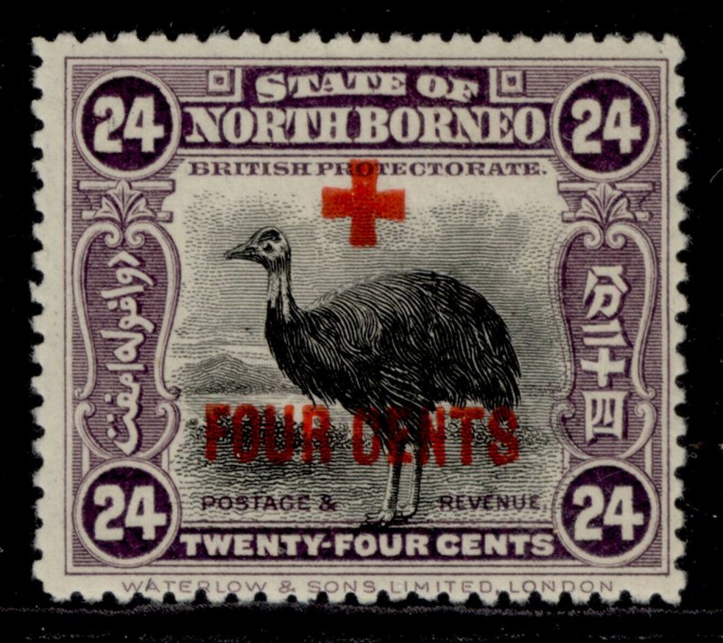 NORTH BORNEO GV SG245, 24c + 4c mauve, M MINT.