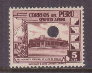 PERU, 1938 Air, 5c. Brown. Restaurant, Callao, Waterlow Punched Proof, perf.,mnh