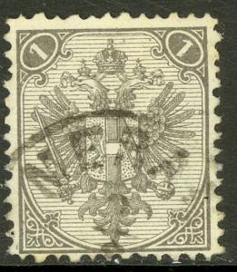 BOSNIA AND HERZEGOVINA 1878-88 1k Arms P.12 MERAN AUSTRIA ITALY PMK VFU Sc 2 VFU