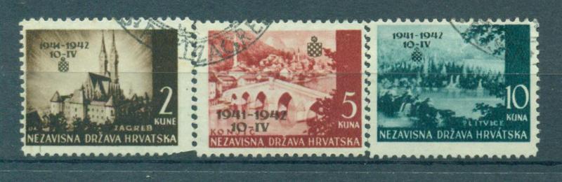 Croatia sc# 49-51 used cat value $2.50