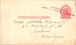 United States A.E.F. World War I 2c Red Jefferson Postal Card c1918 with purp...