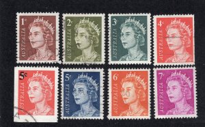 Australia 1966-71 1c to 7c Elizabeth II, Scott 394-399, 401A, 402A used