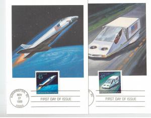 59147 -  USA -  set of 9  MAXIMUM CARD 1989: LINCOLN DAY airplanes SPACE boats