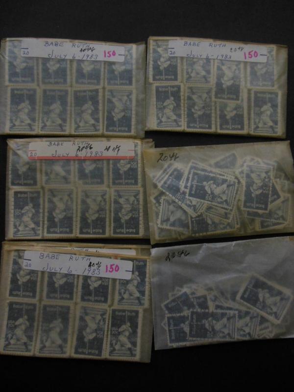 USA : 1983. Scott #2046 Baseball, Babe Ruth. Huge accumulation of 2700+ stamps.