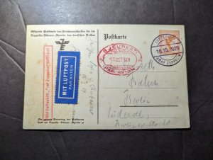 1929 Germany LZ127 Graf Zeppelin Airmail Postcard Cover to Berlin Romania Flight