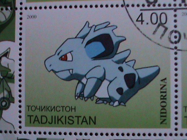 ​TAJIKISTAN -2000 LOVELY FAMOUS POKEMON FANCY POSTAL CANCEL CTO SHEET VF