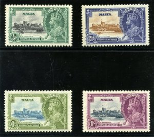 Malta 1935 KGV Silver Jubilee set complete MLH. SG 210-213. Sc 184-187.