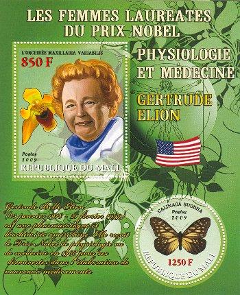 Mali Sheet Gertrude Elion Nobel Winner and butterfly #0209