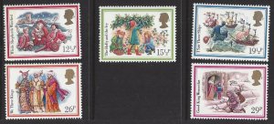 Great Britain #1006-10 MNH set, Christmas, carolers, issued 1982