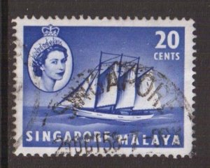 Singapore   #36   used   1955  ships  20c