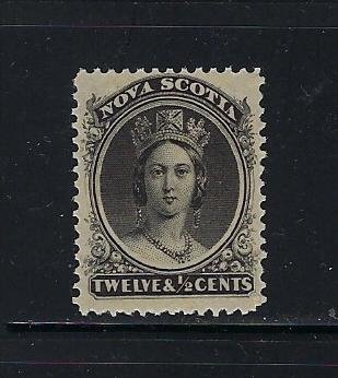 NOVA SCOTIA SCOTT #13 1860-63 VICTORIA 12 1/2 CENT (BLACK)-MINT NEVER HINGED