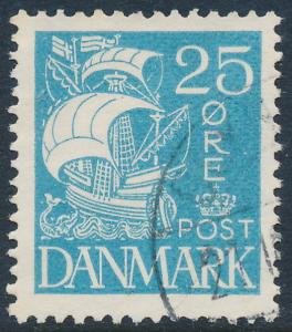 Denmark Scott 194 (AFA 171), 25ø blue Caravel type, VF U