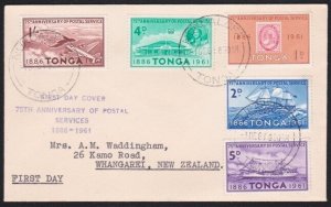 TONGA 1961 75th Anniv Postal services set on FDC...........................B4390