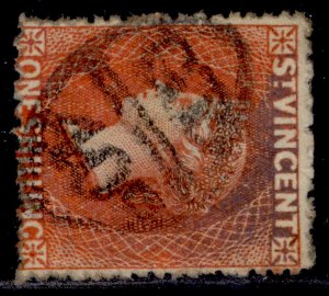 ST. VINCENT QV SG24, 1s vermilion, FINE USED. Cat £95. WMK SIDEWAYS