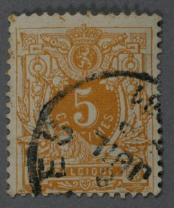 Belgium #42 Used VG Perf 14 Cancel 8 JUIL 1881 Orange Buff